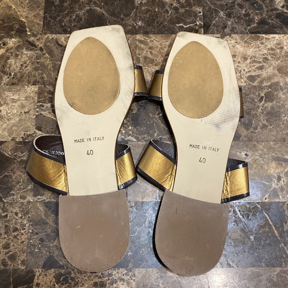 Libera Mente Italian Genuine Leather Sandal Gold and Black color SZ 40EU/10USA - Picture 3 of 4